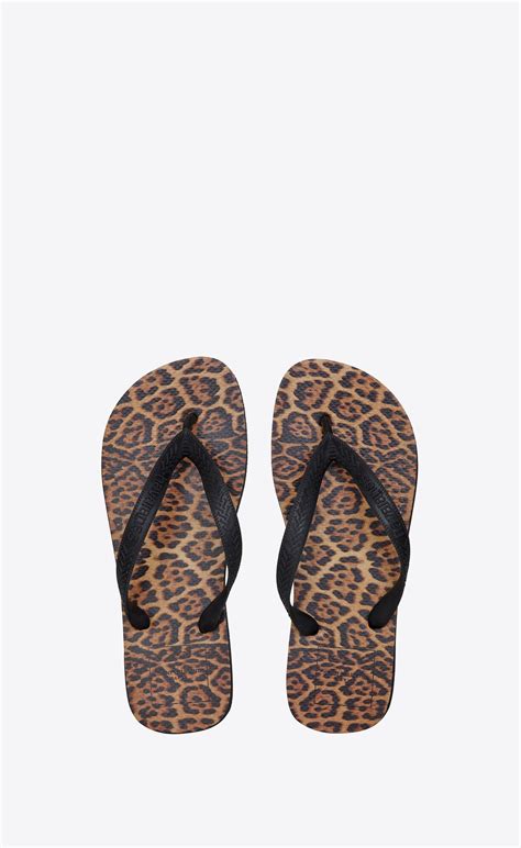 YSL Saint Laurent x Havaianas Black White Leopard Flip Flop